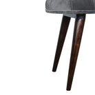 Velvet Deep Button Bench Seat in Grey & Walnut - Price Crash Furniture