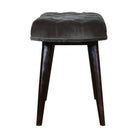 Velvet Deep Button Bench Seat in Grey & Walnut - Price Crash Furniture