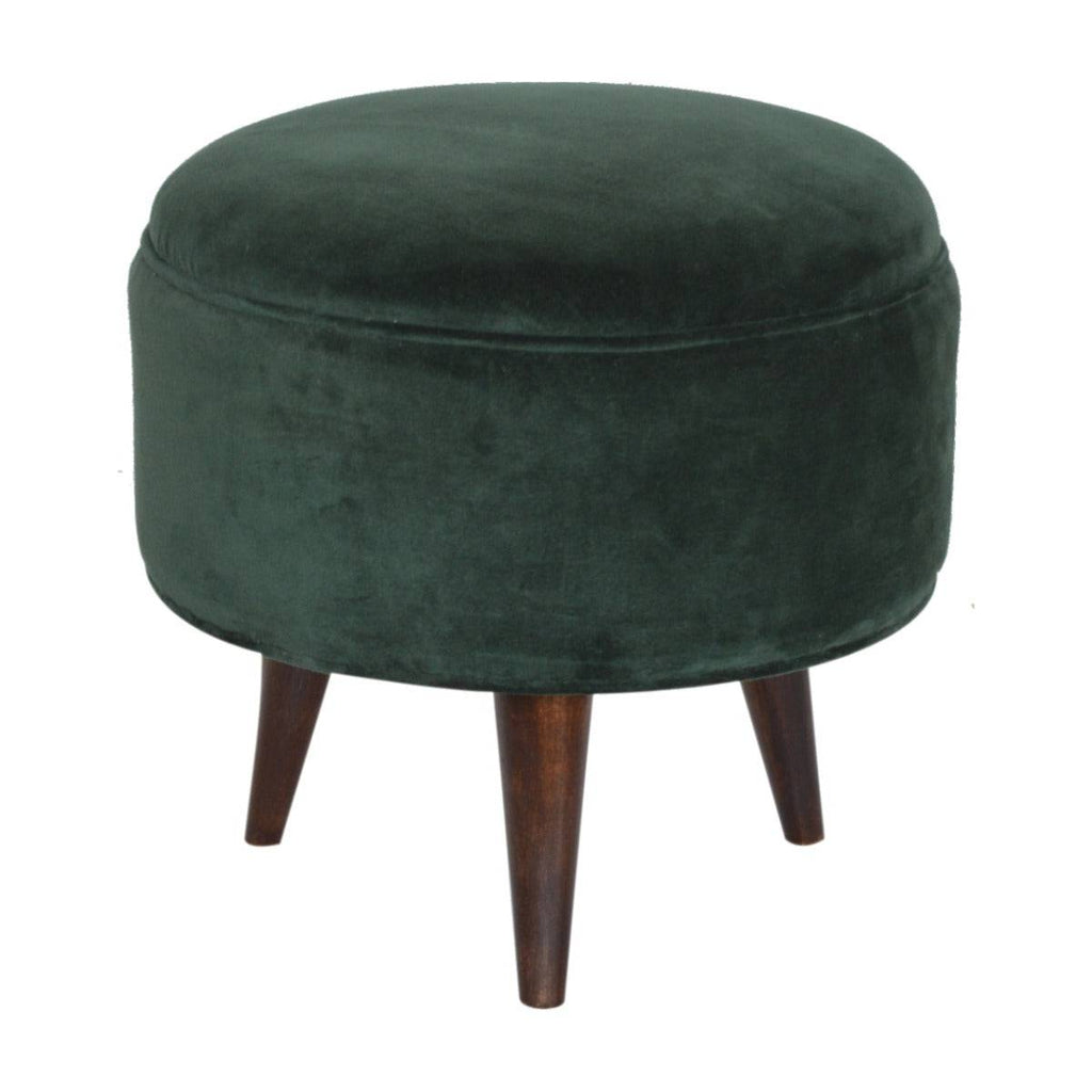 Velvet Nordic Style Footstool in Emerald Green - Price Crash Furniture