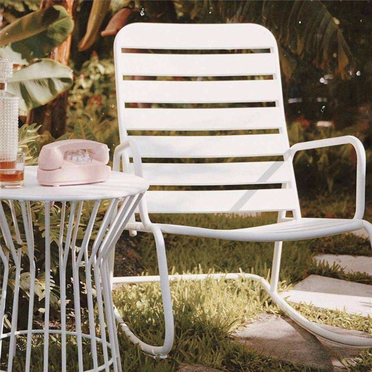 Novogratz Roberta Rocker Chair for Garden & Conservatory, White - Price Crash Furniture