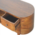 Rounded Media Unit with 4 Drawers in chestnut-effect Solid Mango Wood - Price Crash Furniture