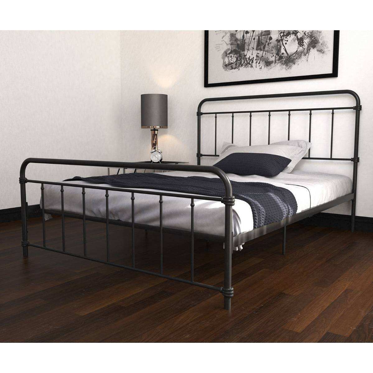 Wallace Double Bed in Black Metal by Dorel - Price Crash Furniture