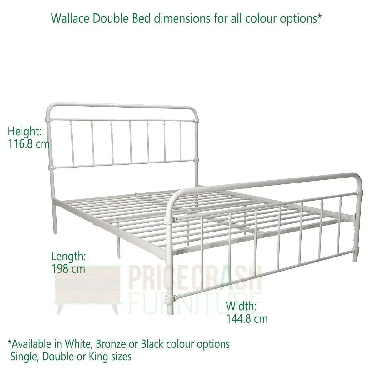 Wallace Double Bed in Black Metal by Dorel - Price Crash Furniture