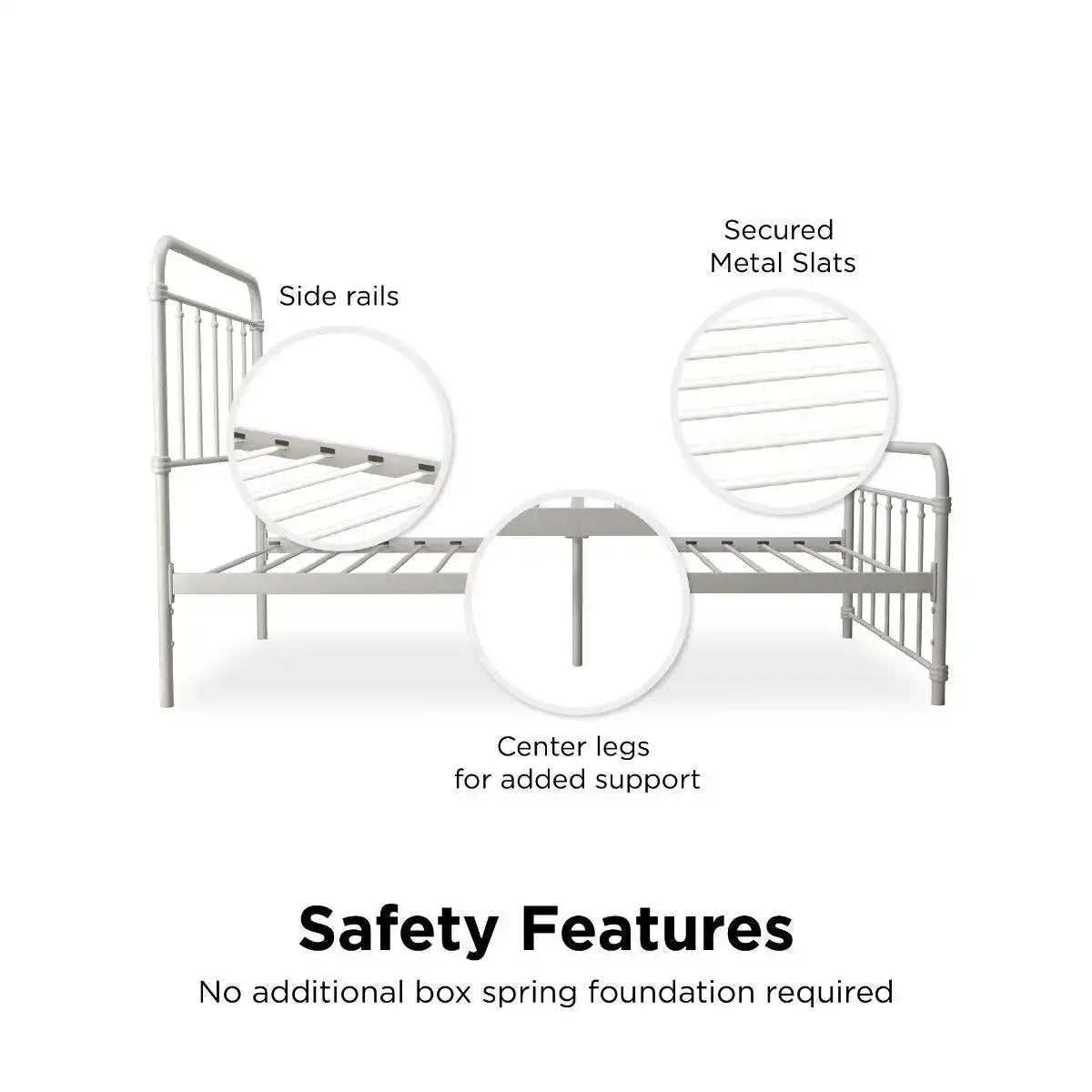 Wallace Single Bed in White Metal by Dorel - Price Crash Furniture