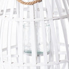 White Floor Standing Domed Wicker Lantern With Rope Detail - Price Crash Furniture
