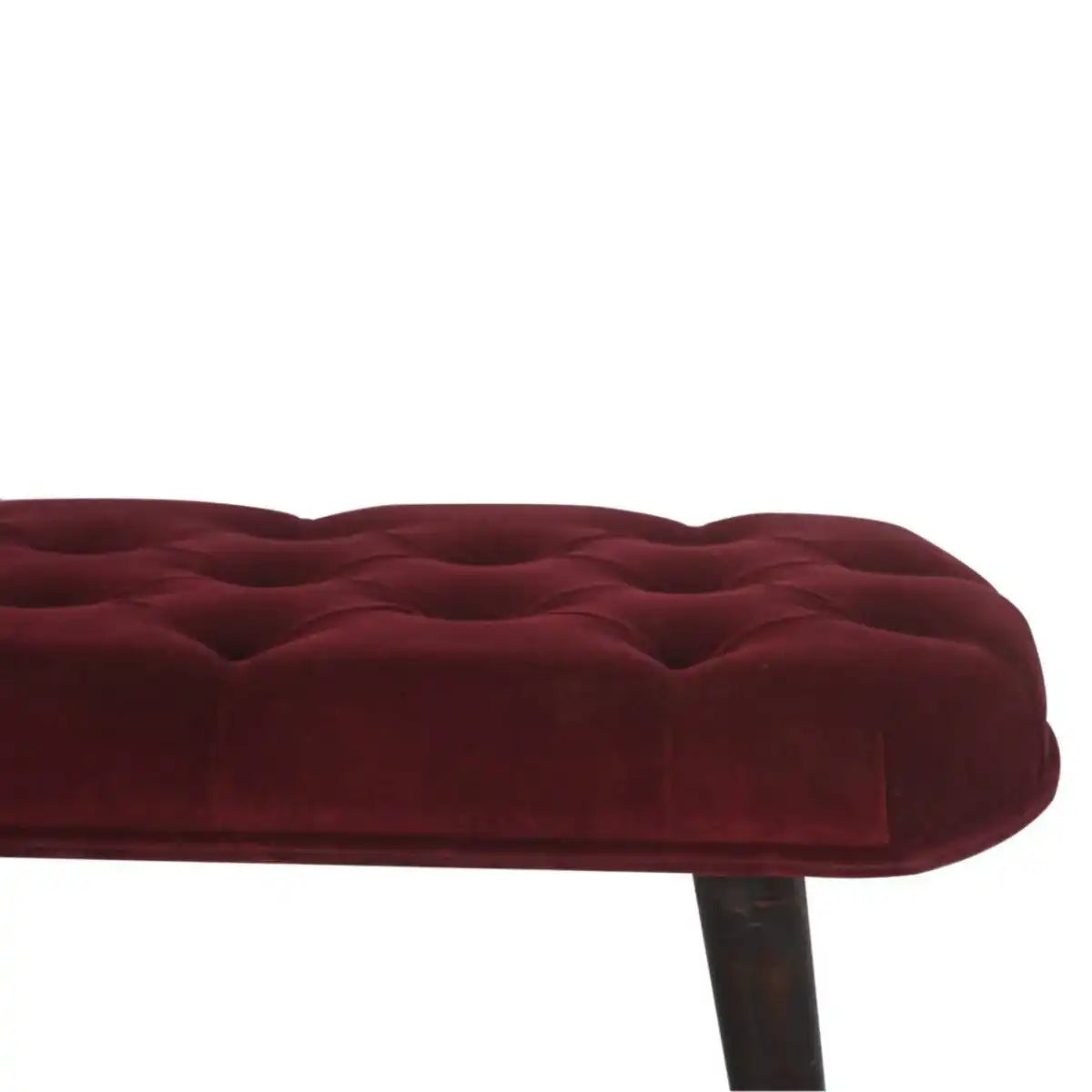 Wine Red Velvet Deep Button Bench - Price Crash Furniture