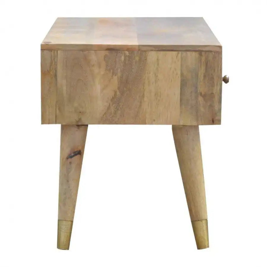 Wood 2 Drawer Media Unit, Gold Brass Insert Drawer Front, 1 Open Slot - Price Crash Furniture