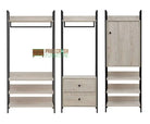 Zahra bedroom set: 3 piece open wardrobe set in ash oak effect by TAD - Price Crash Furniture