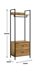 Zahra open wardrobe with 2 drawers in oak effect by TAD - Price Crash Furniture