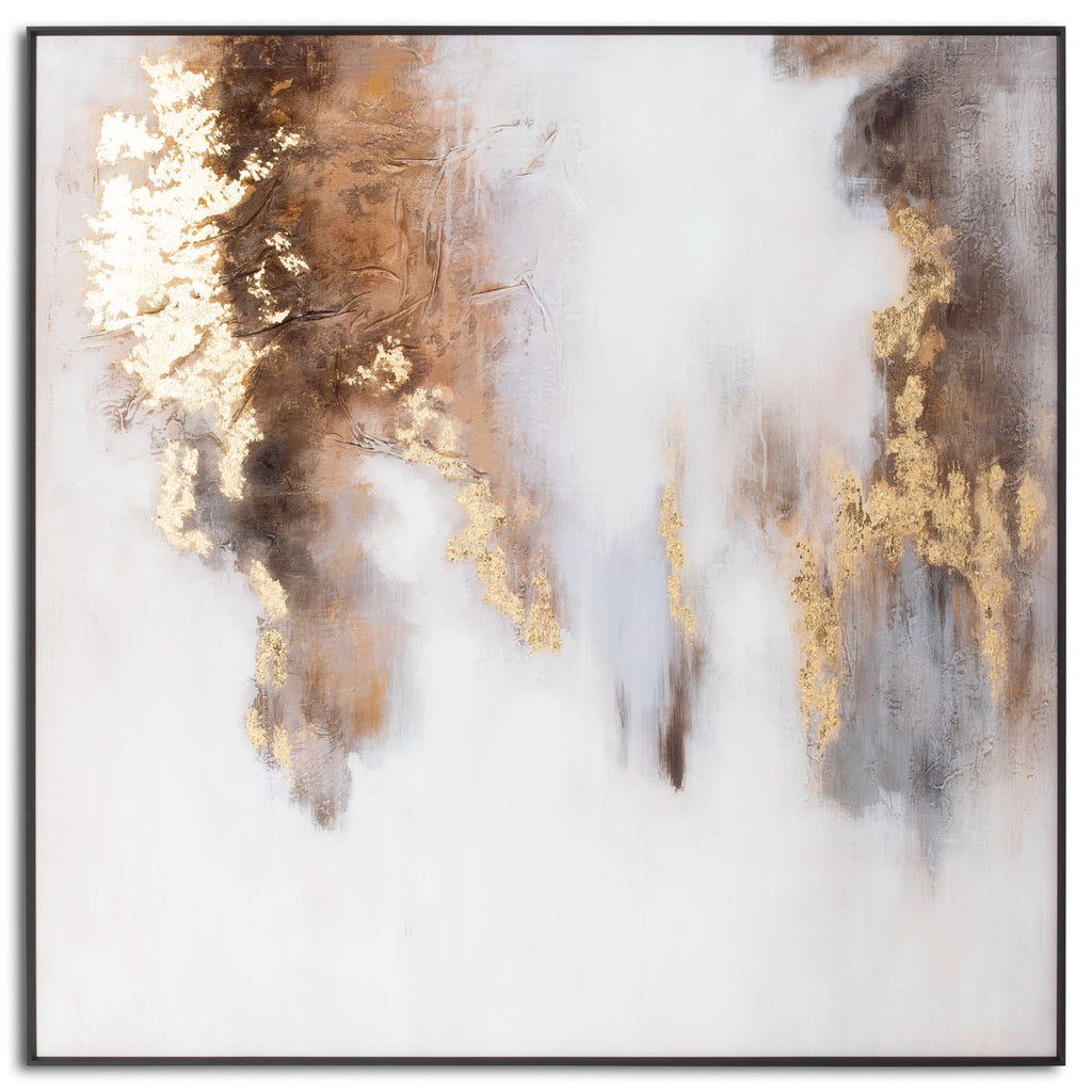 Metallic Soft Abstract Glass Image In Gold Frame - Price Crash Furniture