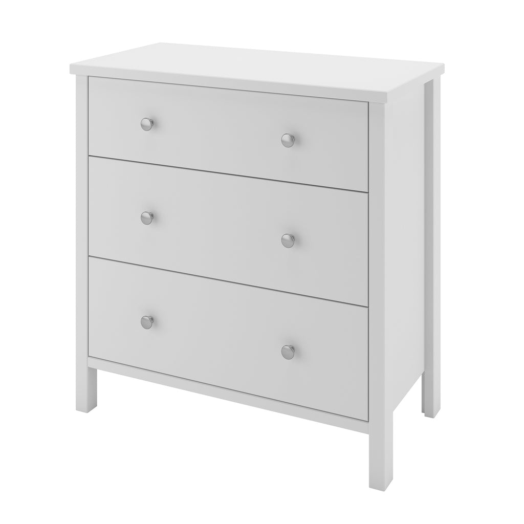Steens Tromso 3 Drawer Chest of Drawers in Off-White - Price Crash Furniture