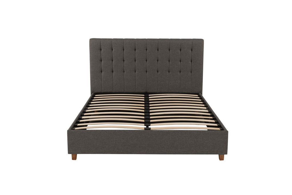 Features: Emily Upholstered King Size Bed in Grey by Dorel at Price Crash Furniture