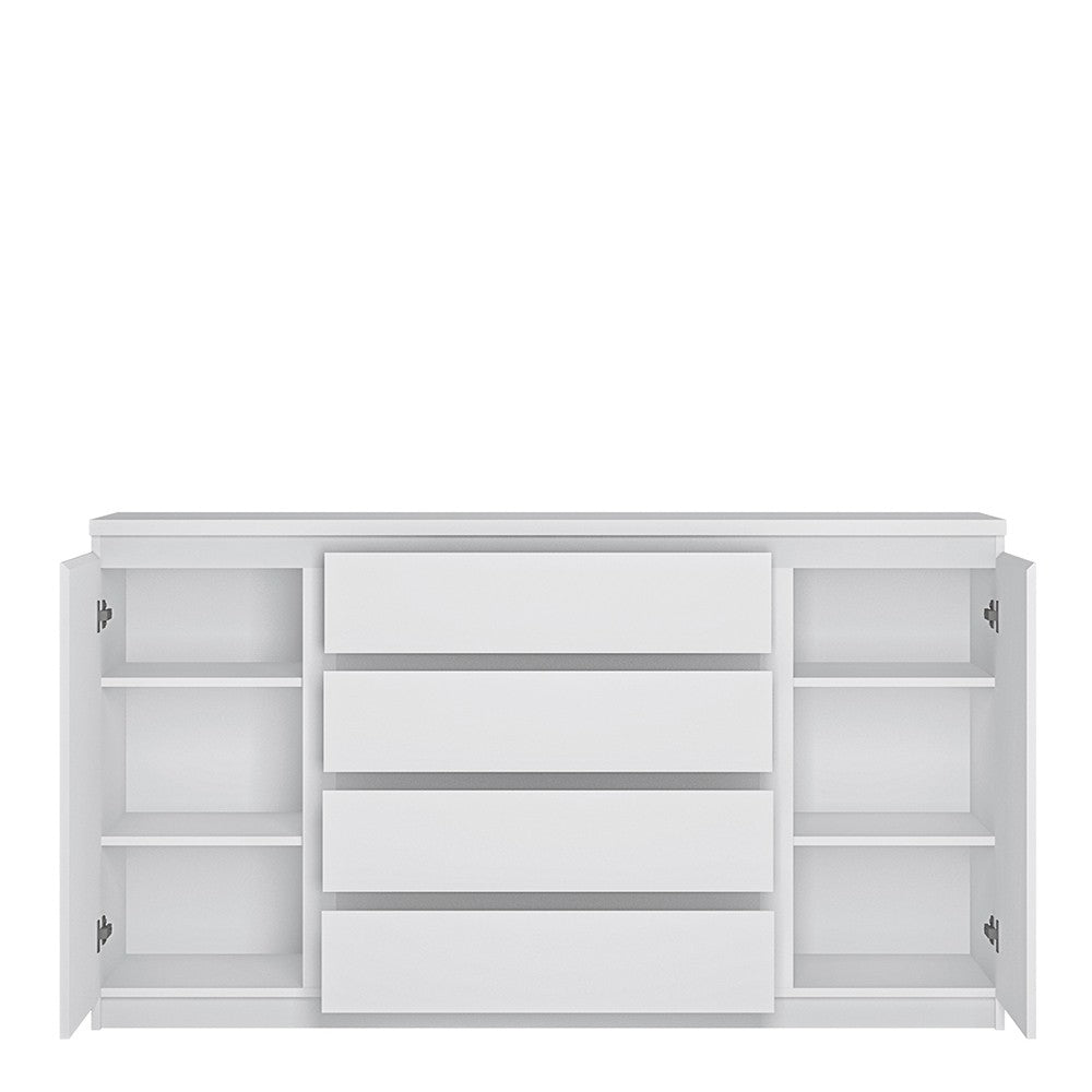 Fribo 2 Door 4 Drawer Sideboard Buffet Unit in White (Large) - Price Crash Furniture