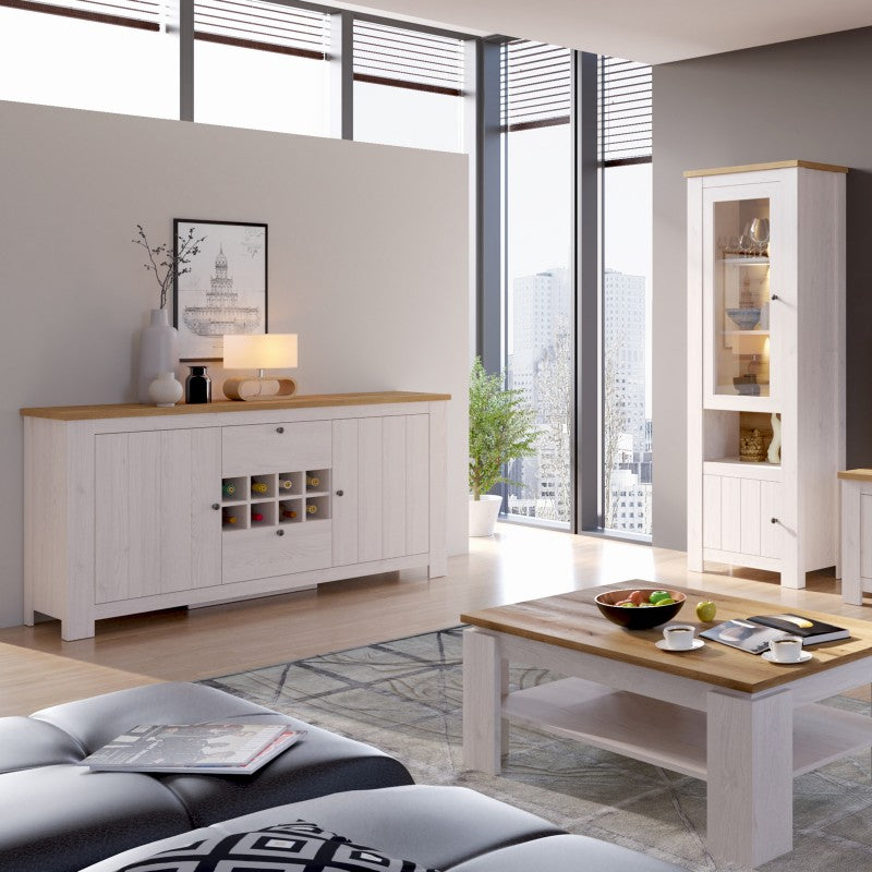 Celesto 3 Door Display Top Unit In White And Oak - Price Crash Furniture
