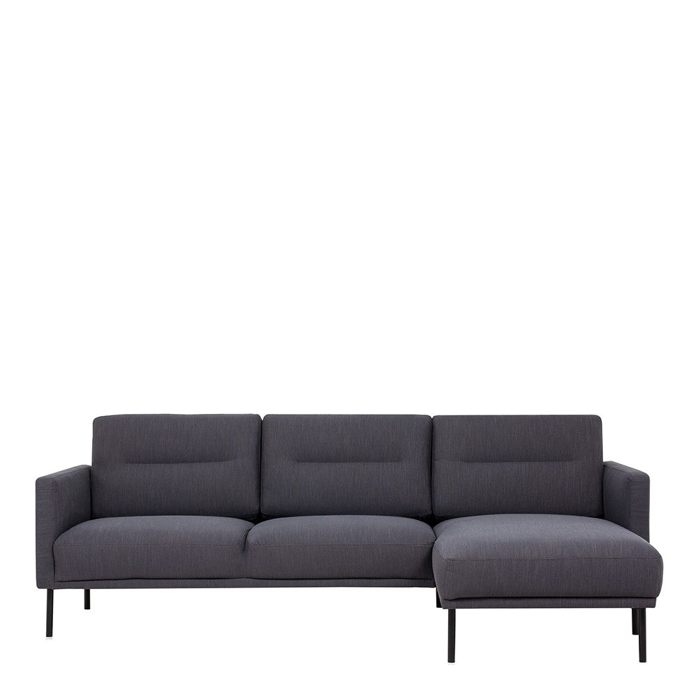 Larvik Chaiselongue Sofa (RH) - Anthracite, Black Legs - Price Crash Furniture