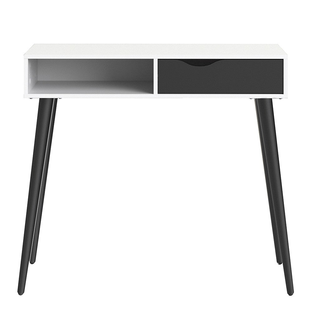 Oslo Console Table 1 Drawer 1 Shelf in White and Black Matt - Price Crash Furniture
