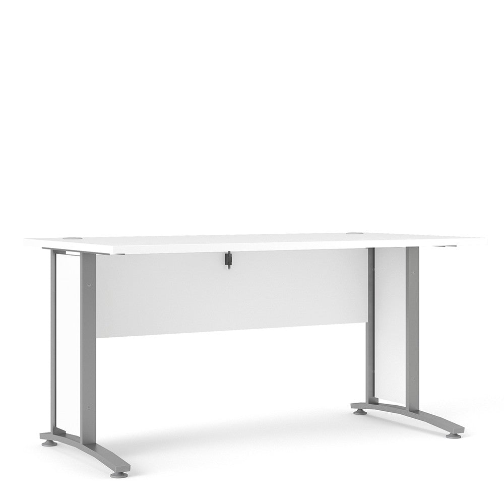 Prima Desk 150 cm in White with Silver Grey Steel Legs - Price Crash Furniture