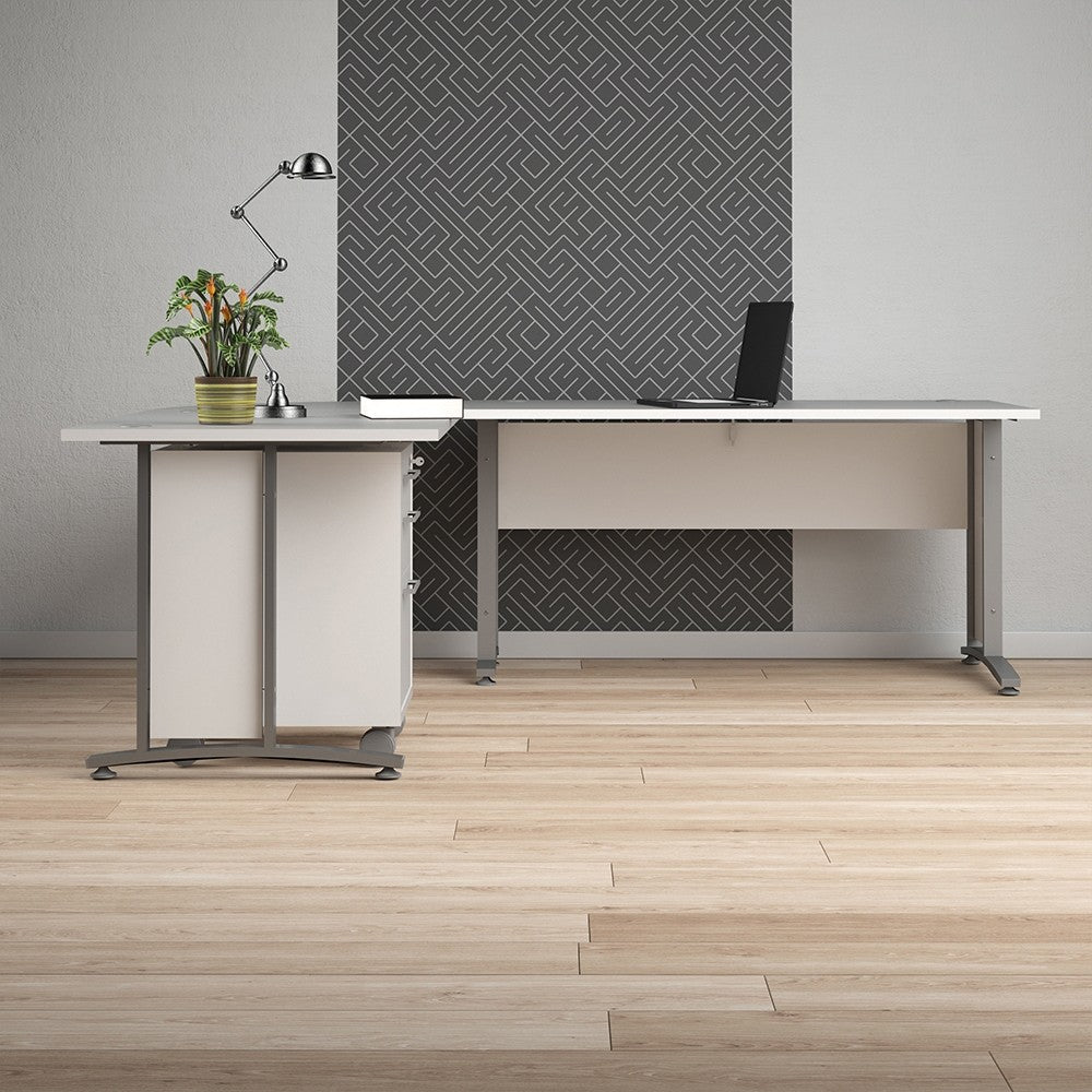 Prima Desk 150 cm in White with Silver Grey Steel Legs - Price Crash Furniture