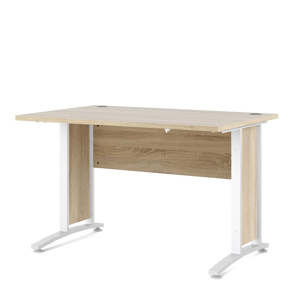 Prima Desk 120 cm in Oak with White Legs - Price Crash Furniture