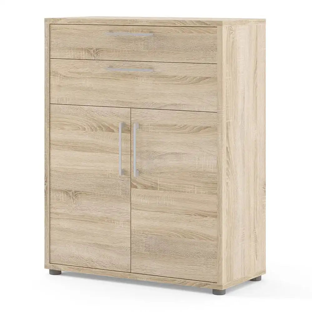 Prima Bookcase 2 Shelves with 2 Drawers and 2 Doors in Oak - Price Crash Furniture