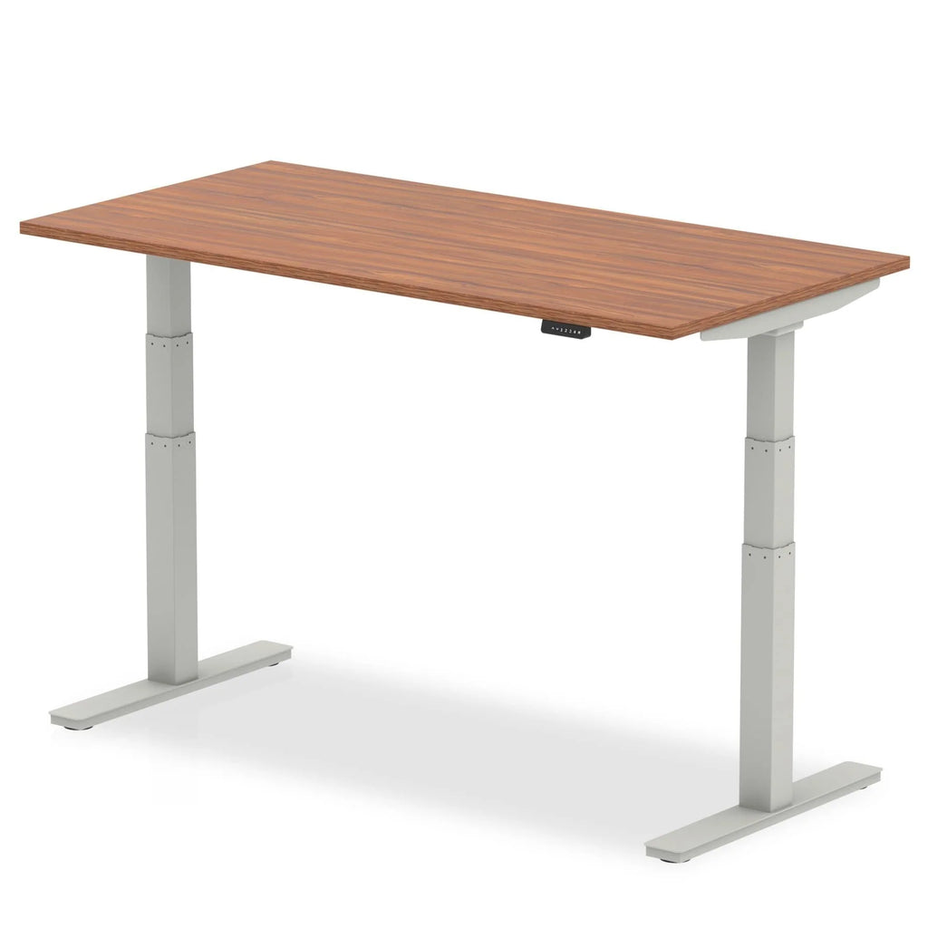 Air 800mm Height Adjustable Office Desk Walnut Top Silver Leg - Price Crash Furniture