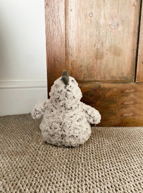 Curled Fur Fabric Grey Chicken Doorstop - Price Crash Furniture