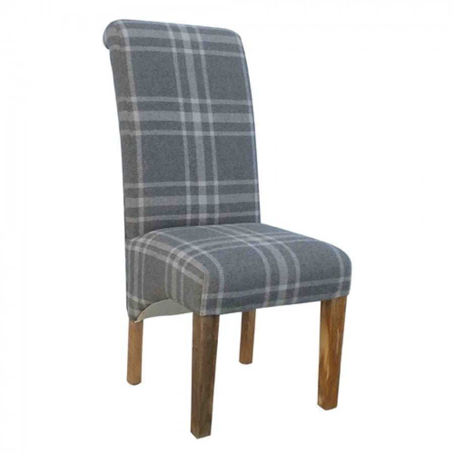 Single Chair - Granary Royale Dining Chair with Grey Canus Tartan - Price Crash Furniture