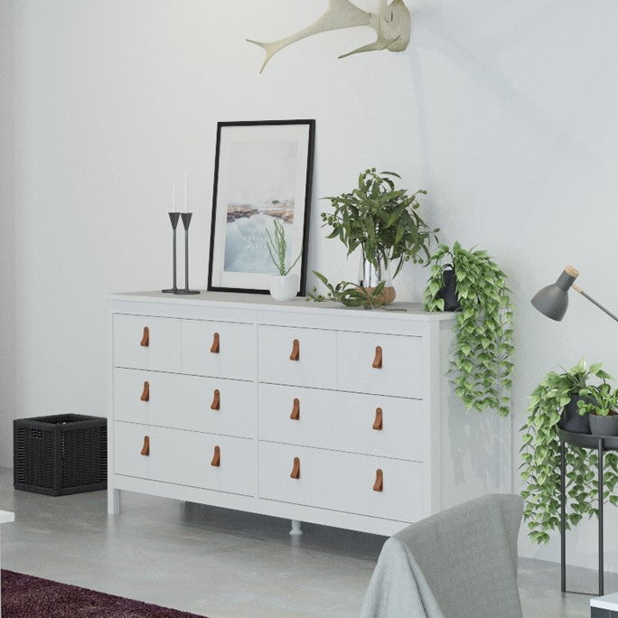 Barcelona Large Wide (4+4) 8 Drawer Chest of Drawers in White - Price Crash Furniture