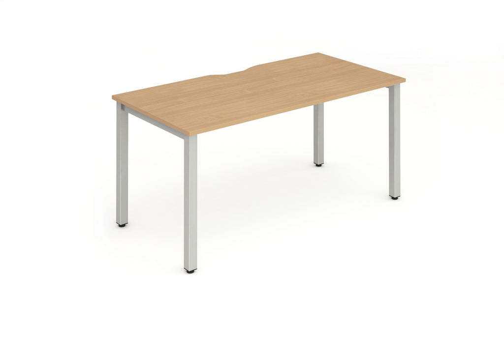 Evolve Plus Single Starter Desk with Beech Top and Silver Frame - Price Crash Furniture