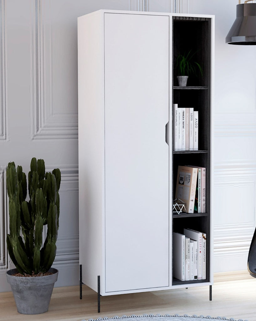 Core Dallas Bookcase Display Unit in White & Carbon Grey Oak Effect - Price Crash Furniture