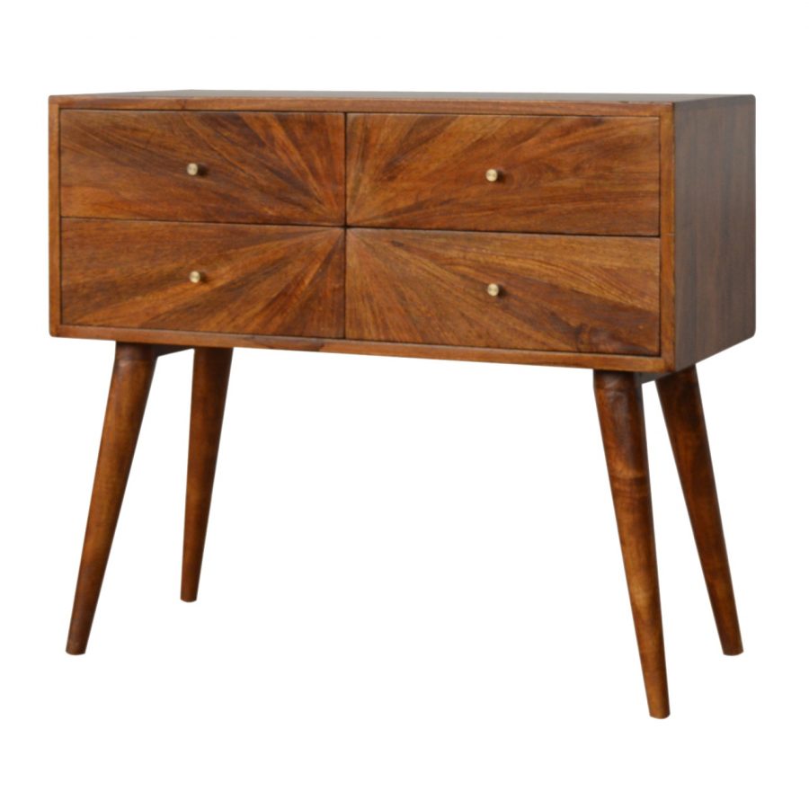 Sunrise Bedside Table in Chestnut-effect Mango Wood - Price Crash Furniture