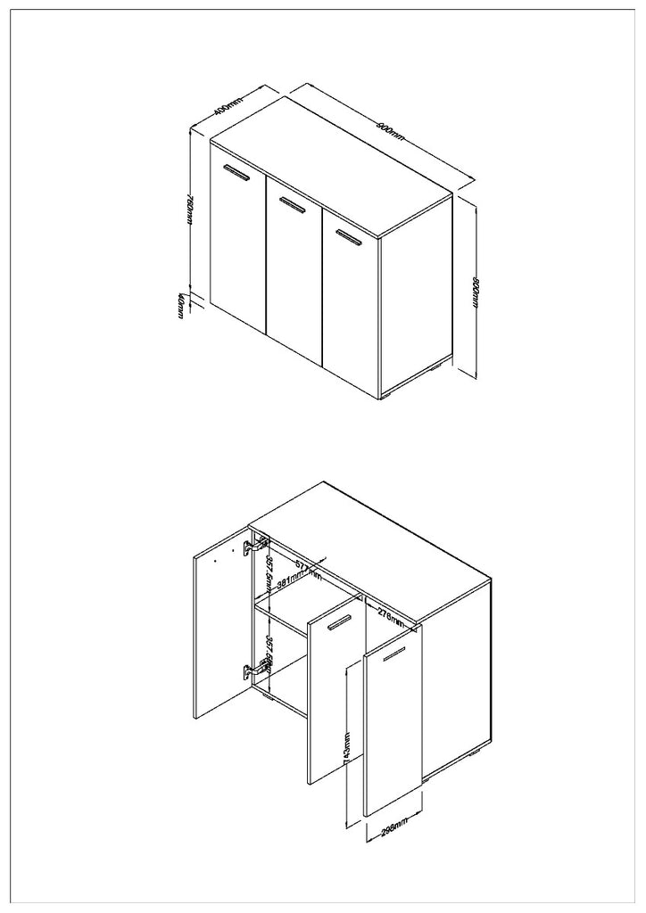 Lido - White high gloss 3 door compact sideboard - Price Crash Furniture