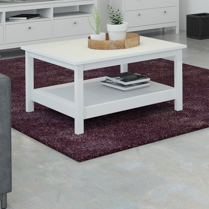Madrid Coffee Table with Shelf in White - Price Crash Furniture