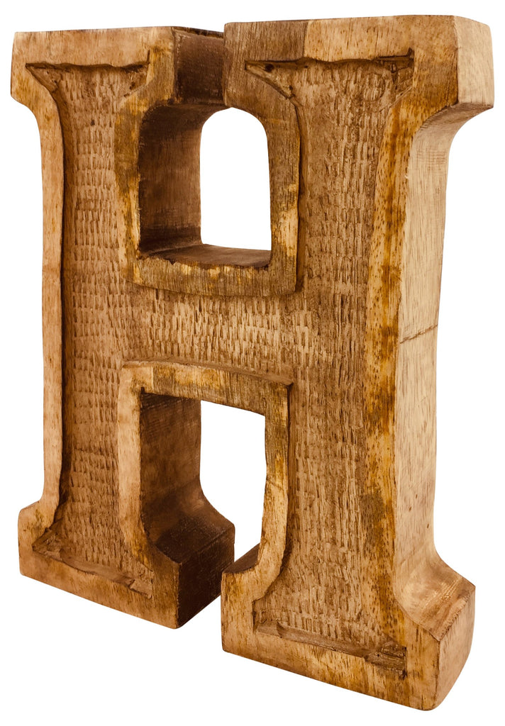 Hand Carved Wooden Embossed Letter H - Price Crash Furniture