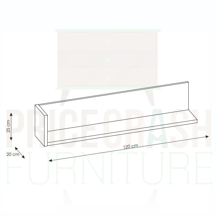 Lyon 120cm Wall Shelf in White High Gloss - Price Crash Furniture
