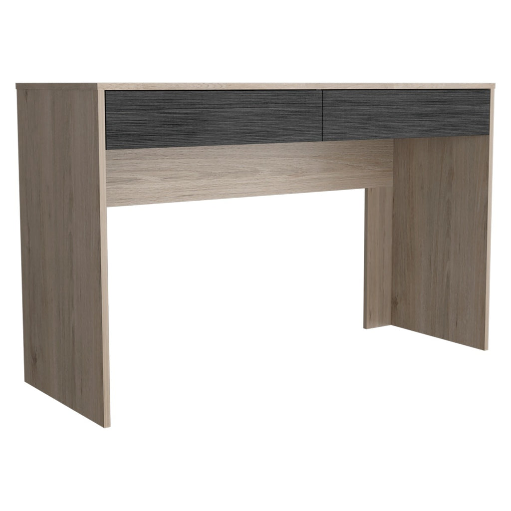 Core Harvard 2 Drawer Home Office Desk in Grey & Washed Oak Effect - Price Crash Furniture