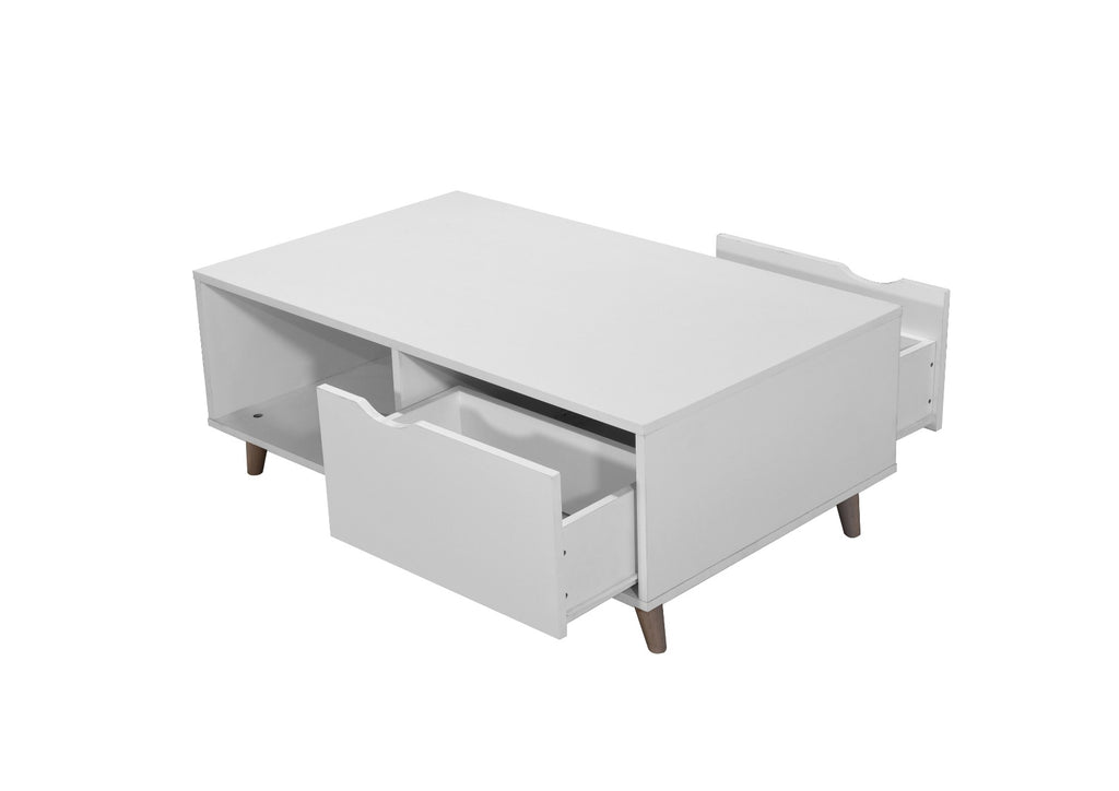 Pulford 2 Drawer Coffee Table in White by TAD - Price Crash Furniture