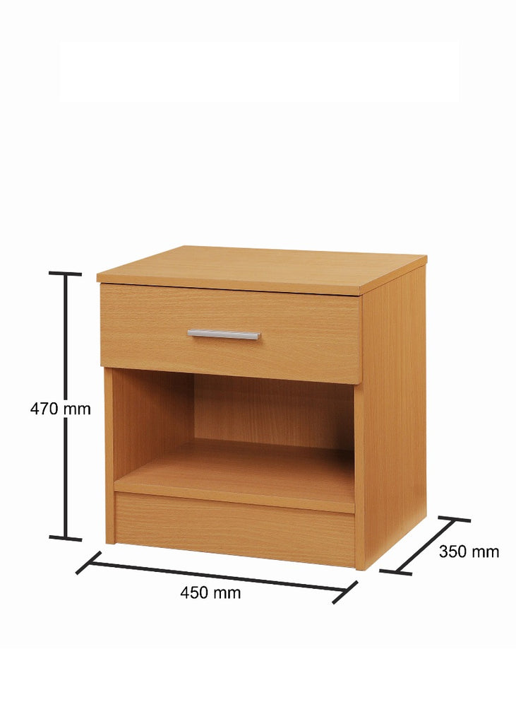 Rio Costa 1 Drawer Bedside Table in Beech by TAD - Price Crash Furniture
