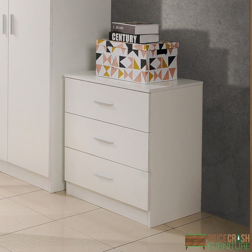 Rio Costa 3 Drawer Chest of Drawers in White by TAD - Price Crash Furniture