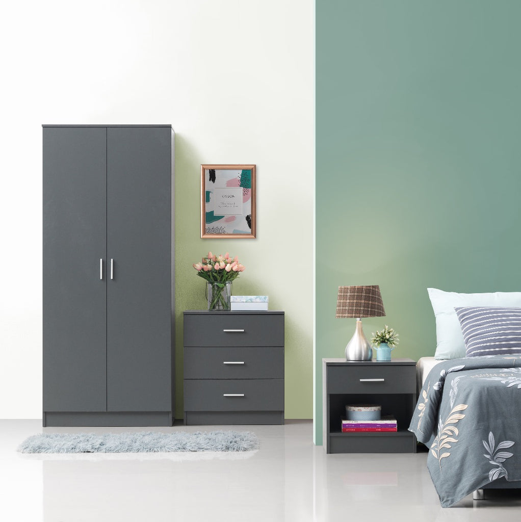 Rio Costa 3 Drawer Chest of Drawers in Dark Grey by TAD - Price Crash Furniture