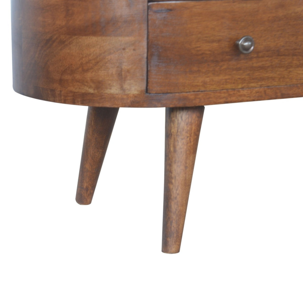 Rounded Media Unit with 4 Drawers in chestnut-effect Solid Mango Wood - Price Crash Furniture