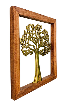 Gold Wall Hanging Tree In Wooden Frame - Price Crash Furniture