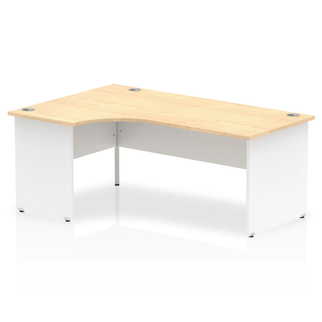 Impulse Crescent and Corner Desk with Maple Top and White Panel End Leg - Price Crash Furniture