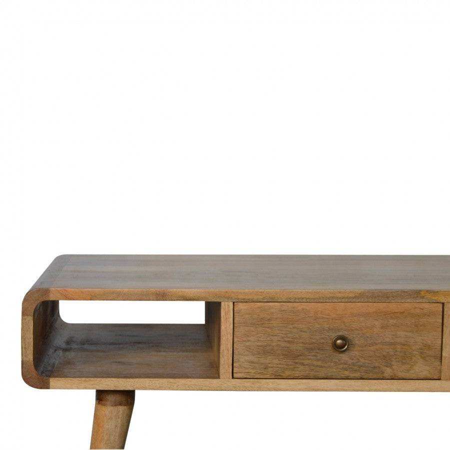 1 Drawer Curved Oak - Ish Coffee Table - Price Crash Furniture