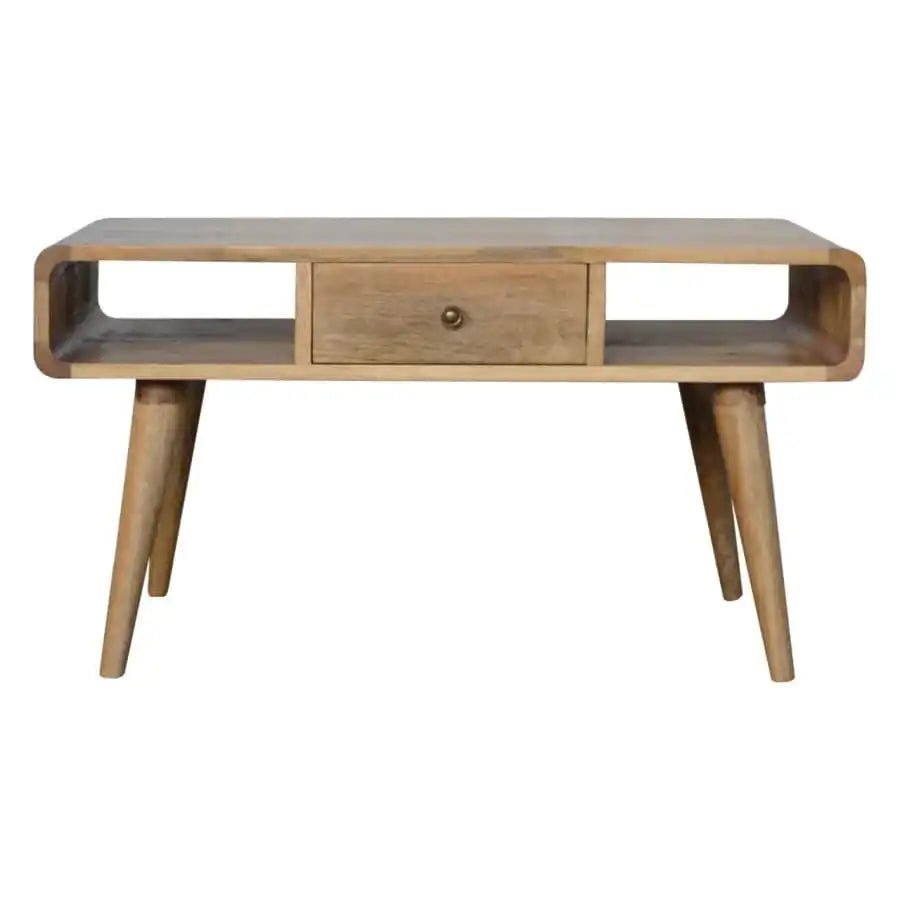1 Drawer Curved Oak - Ish Coffee Table - Price Crash Furniture
