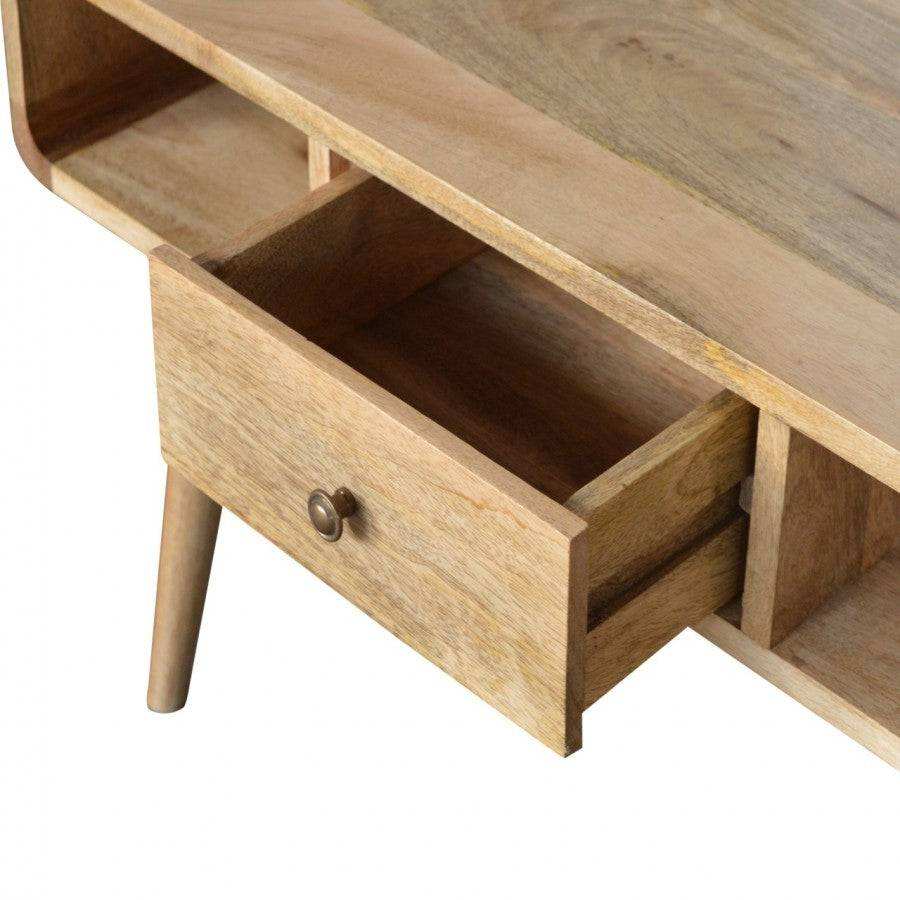 1 Drawer Curved Oak - Ish Coffee Table - Price Crash Furniture