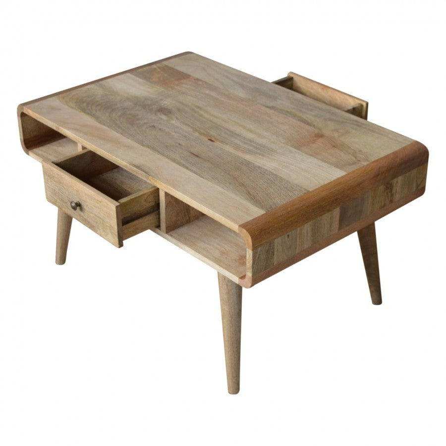 1 Drawer Curved Oak - Ish Coffee Table - Price Crash Furniture