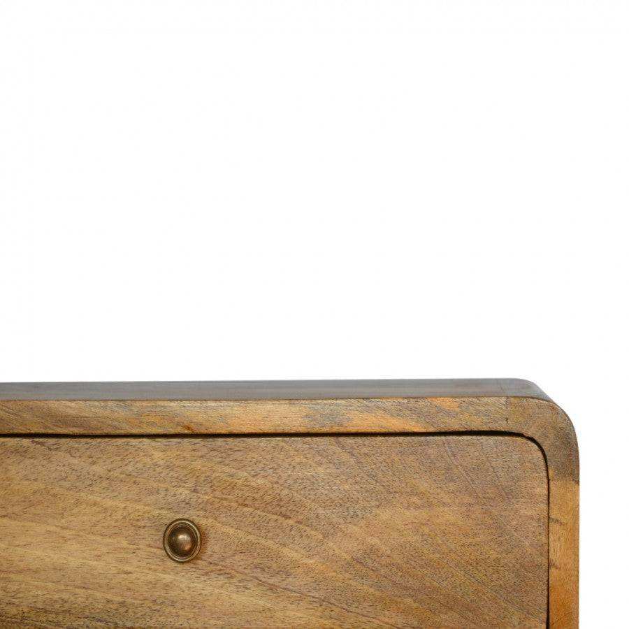 1 Drawer Curved Wall Mounted Oak - Ish Bedside - Price Crash Furniture