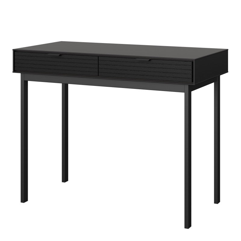 Soma Desk with 2 Drawers In Granulated Black Brushed Black - Price Crash Furniture