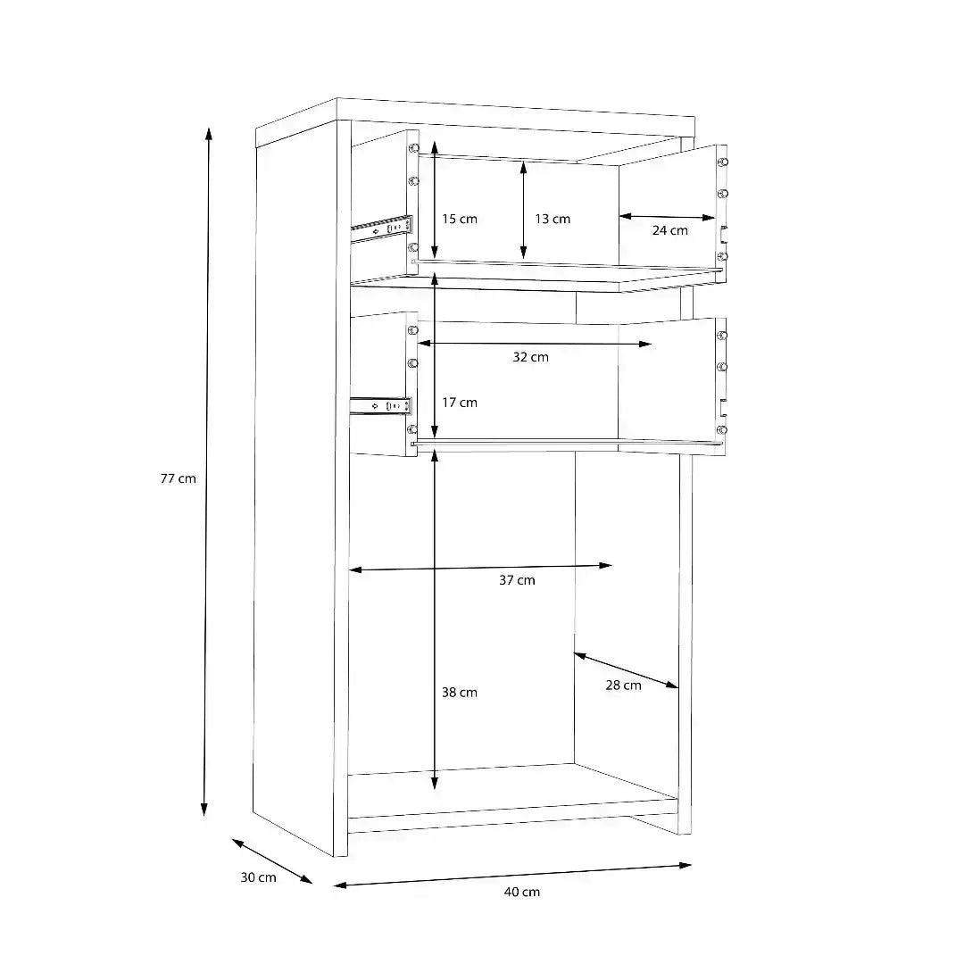 Best Chest Storage Cabinet 2 Drawers 1 Door in Concrete Optic Dark Grey/Old - Wood Vintage - Price Crash Furniture